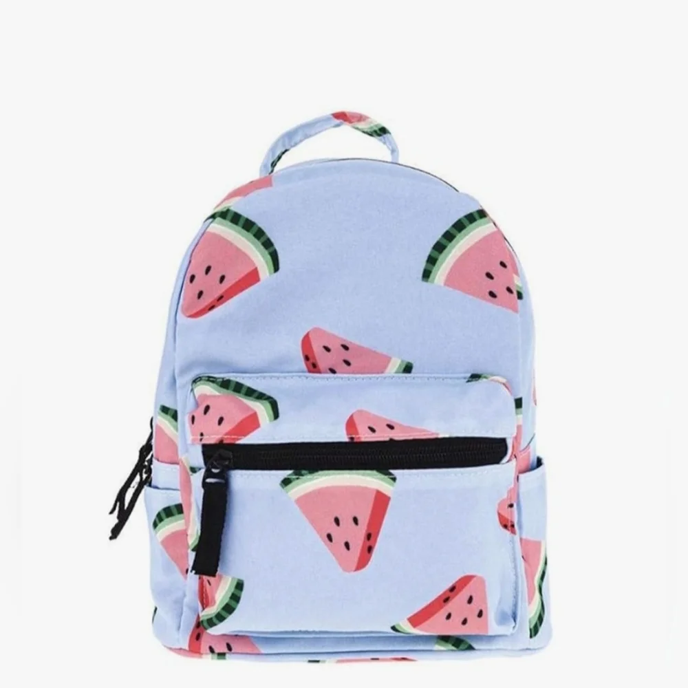 Kids Youth Girl's Blue Pink Watermelon Print Mini Backpack